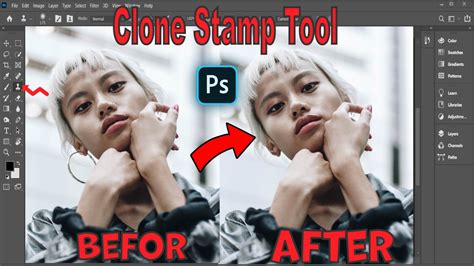 Photoshop Clone Stamp Tool editing hair detail