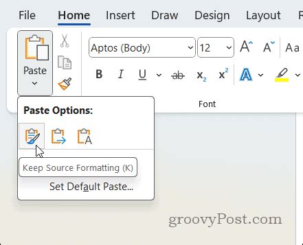 Diagram illustrating how formatting is copied from a source to Microsoft Word