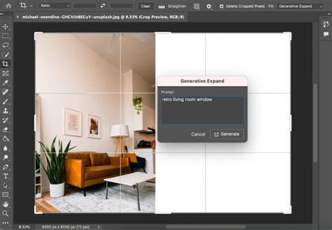 Example of Generative Expand creating a seamless background extension