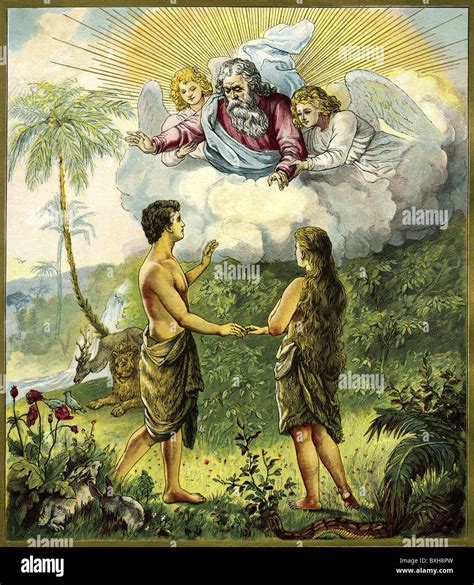 Illustration of Adam and Eve in the Garden of Eden