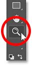 Photoshop Zoom Tool icon in the toolbar