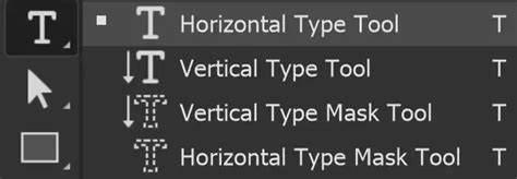 Photoshop Toolbar with Horizontal Type Tool highlighted