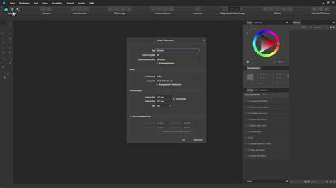 Creating a new document in Affinity Designer for print and web