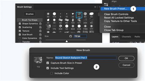 Screenshot of Photoshop Elements showing the Brush Presets panel with a 