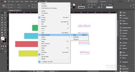 InDesign showing the Align panel