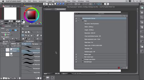 Clip Studio Paint Auto Action feature
