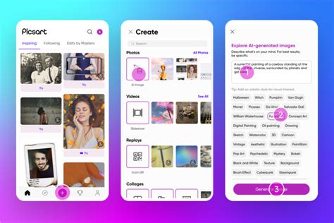 Picsart interface showing text tool