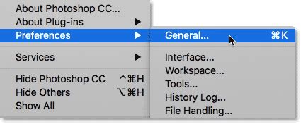 General Preferences in Photoshop