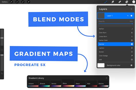 Procreate Adjustments menu with Gradient Map highlighted