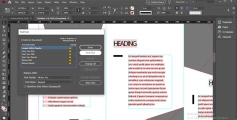 InDesign Missing Fonts dialog box