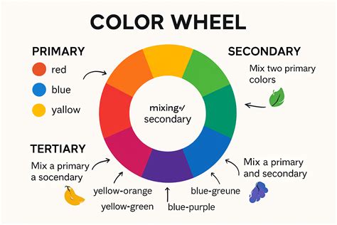 Color wheel showing primary and secondary hues