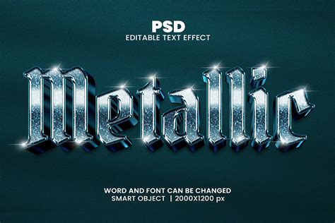 Photoshop interface with metallic text effect