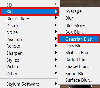 Photoshop Gaussian Blur filter dialog box with Radius set to 6 pixels
