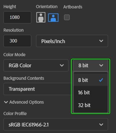 Photoshop image info showing bit depth