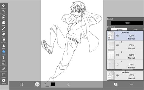 Diagram illustrating the three-layer setup for line art in ibisPaint X