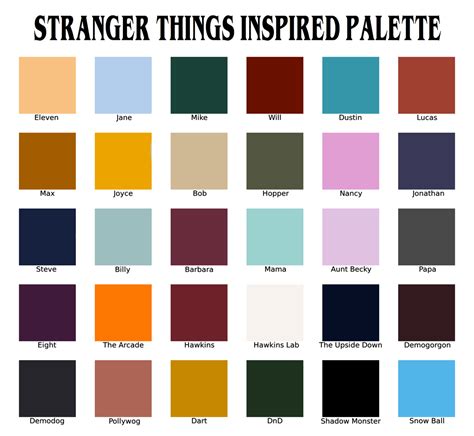 Stranger Things inspired color palette