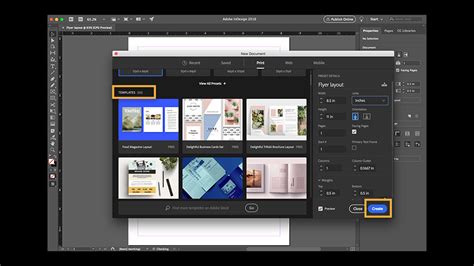 Adobe InDesign New Document dialog box
