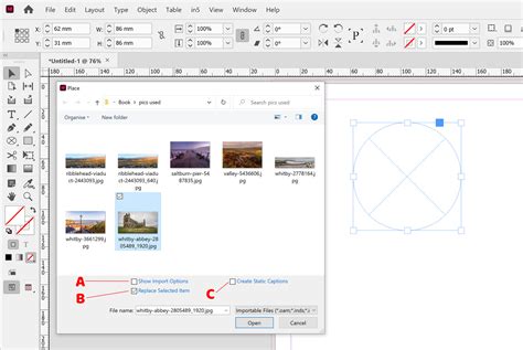 Adobe InDesign placing an image