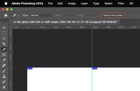 Image demonstrating the use of guides to create precise slices in Photoshop