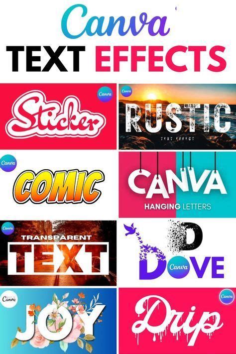 Canva interface showing text effects panel