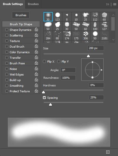 Photoshop Brush Tool Options Panel with Opacity and Flow highlighted