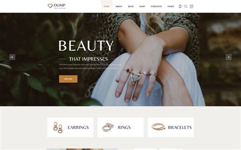 Completed Photoshop website template for a jewelry brand