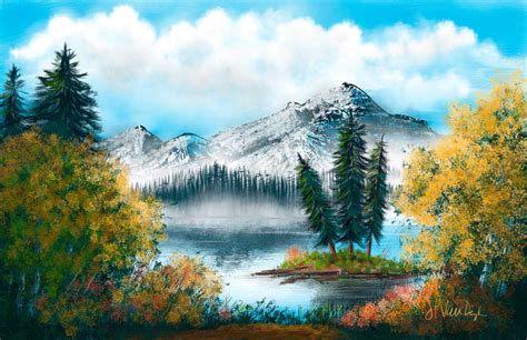 A digital painting in the style of Bob Ross created with Corel Painter
