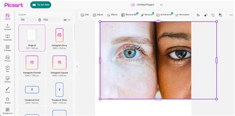 Collage of various PicsArt editing tools and effects