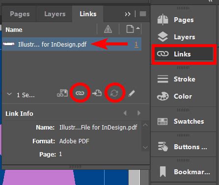 InDesign document with the Links panel open