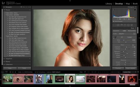 Lightroom Classic interface with Presets panel visible