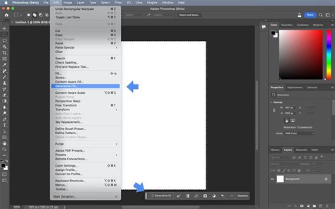 Photoshop interface with Generative Fill option highlighted