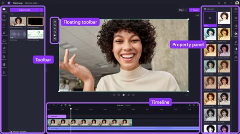 Clipchamp interface with image editing tools highlighted