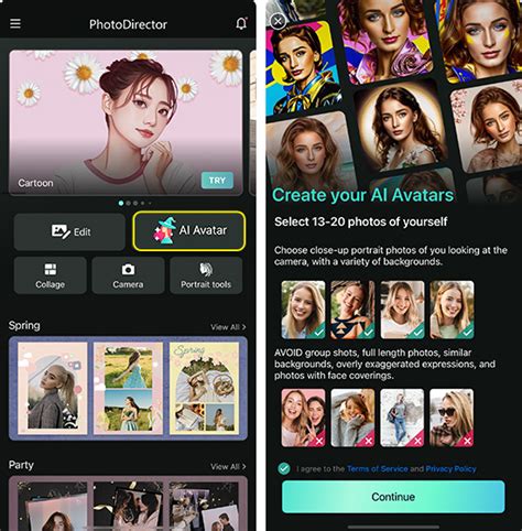 Screenshot of PhotoDirector app with various collage styles