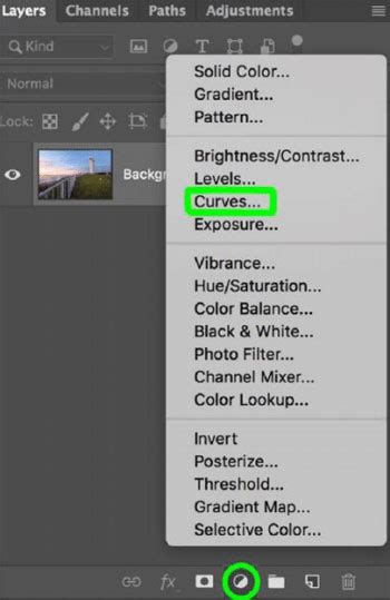 Photoshop Curves adjustment layer lifting the midtones