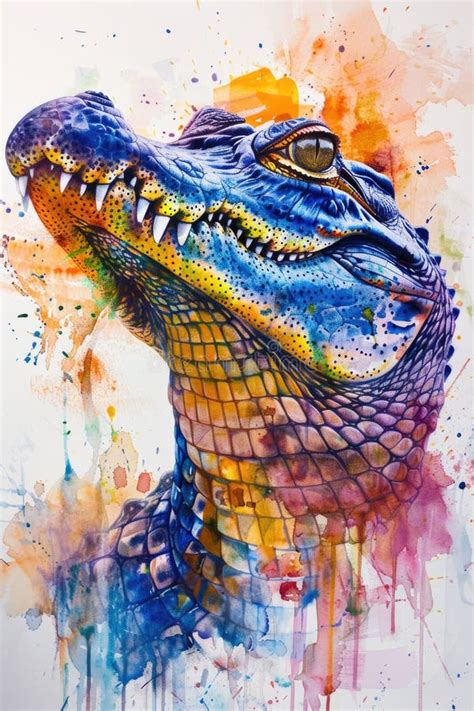 Finished alligator illustration in vibrant, non-realistic colors