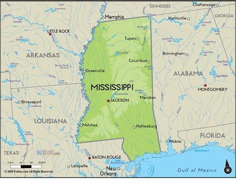 Map of Mississippi highlighting the hometown of Big K.R.I.T.