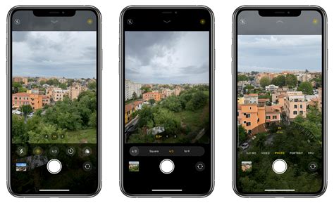 iPhone camera interface showing format options