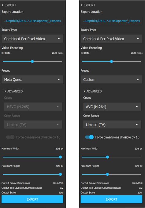 Comparison showing a Smart Preview export (left) with artifacts versus an export from the original RAW file (right).