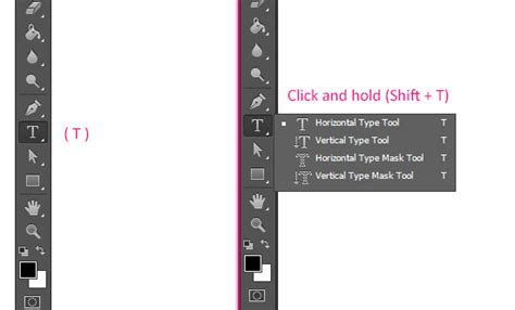 Photoshop Type Tool settings bar with font style dropdown highlighted
