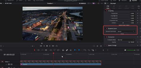 DaVinci Resolve Dynamic Zoom interface