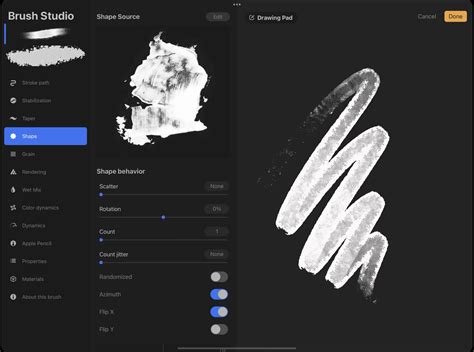 Procreate interface with selected object and manipulation tools visible