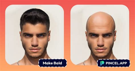 Split image showing a person with hair and the AI-generated bald version