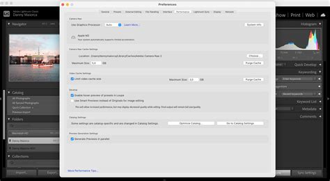 Screenshot of Lightroom Catalog Settings window