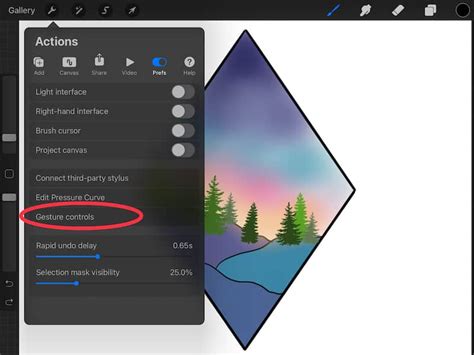 Procreate Actions Menu
