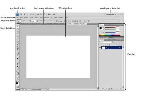 Screenshot of Photoshop CS5 interface with a document window partially off-screen