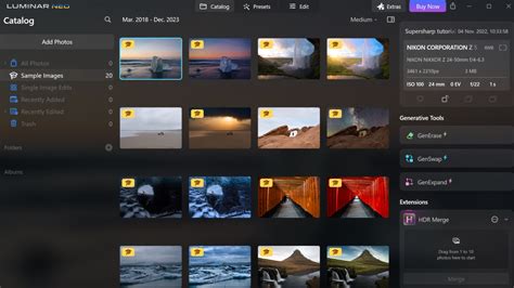 Luminar Neo interface with sky replacement tool
