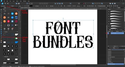 Affinity Designer Artistic Text Tool example