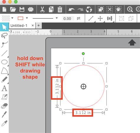 Drawing a perfect circle in Silhouette Studio using the Shift key