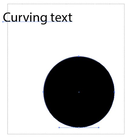 Dragging the four-pointed arrow to curve text onto a circle