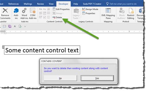 Microsoft Word Content Controls example
